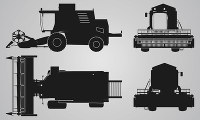 Front, back, top and side combine projection