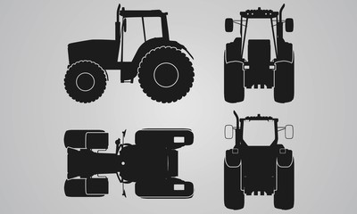 Front, back, top and side tractor projection - 94324258