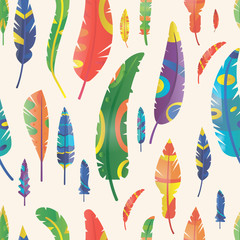 Feathers vector seamless pattern