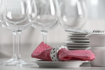 Clean dishes on the table