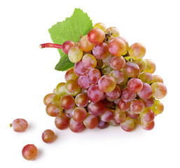 Bunch of sweet red grape isolated on white
