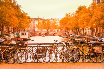 Amsterdam canal and bikes