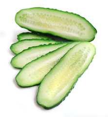 Sliced cucumbers isolated on white