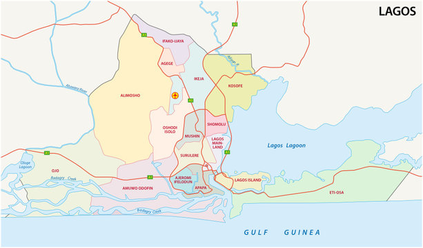 Lagos, Nigeria Administrative Map