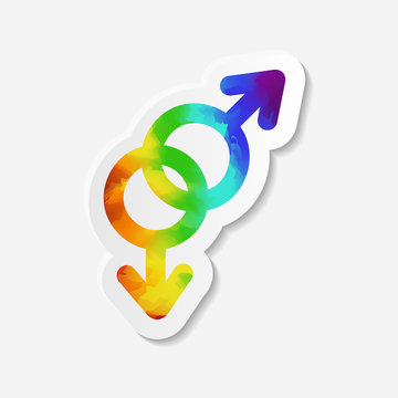 Gender identity icon. Gay symbol. Sticker with watercolor effect. Vector illustration.
