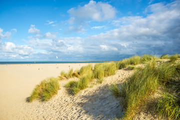 Nordsee Holland mit Strand und Wolken Und D&uuml;nen