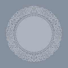 Elegant floral frame. Lineart vector illustration.