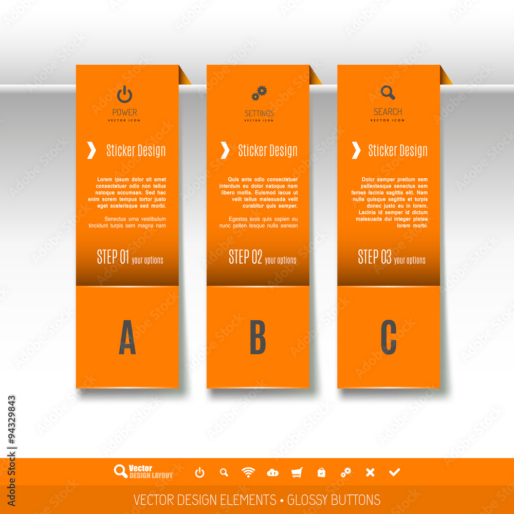 Poster vector tabs as design elements for business layouts.