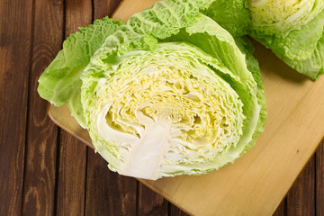 Fototapeta premium Savoy cabbage closeup