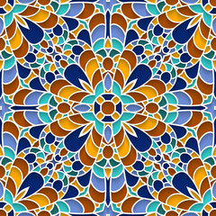 Majolica tile, mosaic seamless pattern,