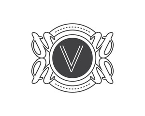 V Monogram Luxury Logo