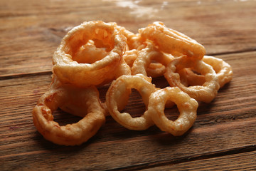 Chips rings on wooden background