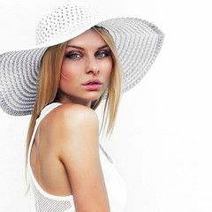 Beautiful fashion girl with hat 