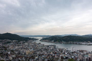 Fototapeta premium aerial view of a city (Onomichi, Japan)