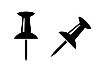 Black pushpin icons on white background