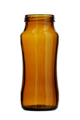 Brown Glass Bottle Wide Mouth isolated on white background