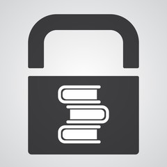 White Books icon on black pad lock