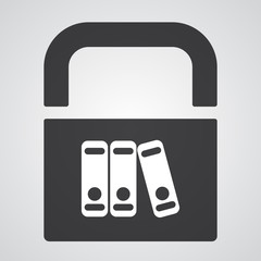 White Binders icon on black pad lock