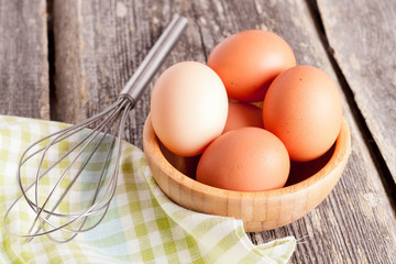 eggs in a wooden bowl