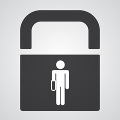 White Hand icon on black pad lock