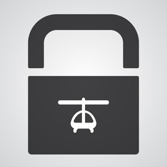 White Helicopter icon on black pad lock