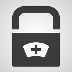 Fototapeta premium White Nurse icon on black pad lock