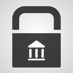 White Museum icon on black pad lock