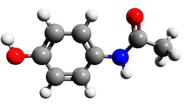 Aromaten - Paracetamol in Ball and Stick Modelling