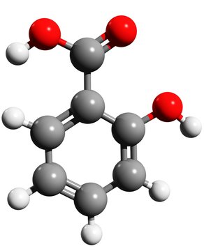 Aromaten - Salicyls&auml;ure in Ball and Stick Modelling