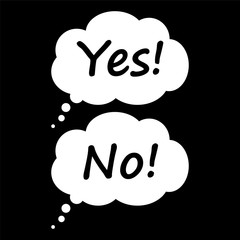 Yes and no characters in the clouds of thoughts