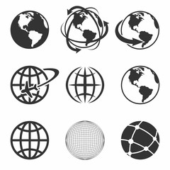 Globe Earth Icons Set. Vector Illustration