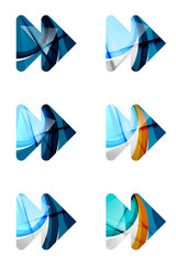 Set of abstract next play arrow icon, business logotype concepts, clean modern geometric design
