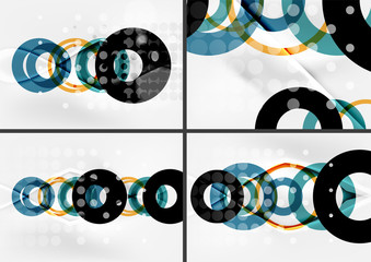 Set of circle shape design abstract backgrounds with light effects and decorations