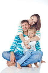 Family are playing, white background