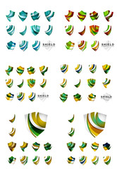 Set of company logotype branding designs, shield protection concept icons