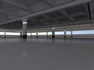  Empty parking area 3D rendering