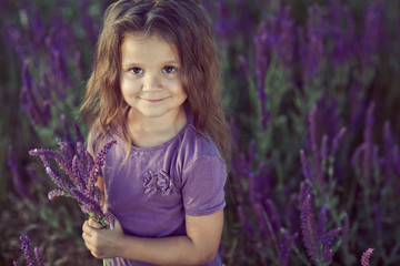 portrait of a beautiful girl in lavande field 