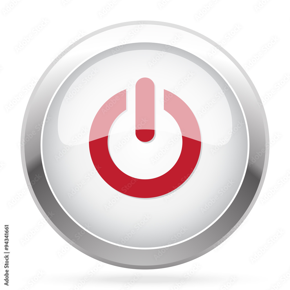 Wall mural red power icon on chrome web button