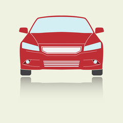 Car front view icon or sign. Colorful vector illustration of vehicle. Flat design.