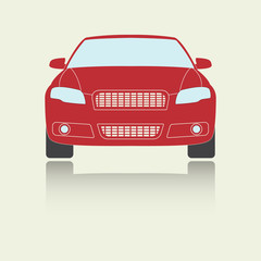 Car front view icon or sign. Colorful vector illustration of vehicle. Flat design.
