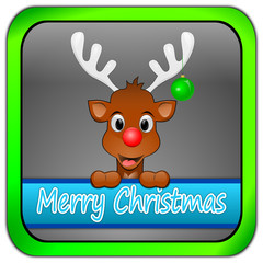 Reindeer wishing Merry Christmas Button