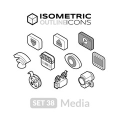 Isometric outline icons set 38