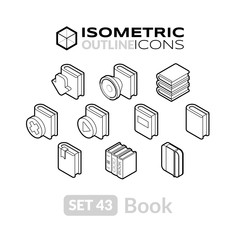 Isometric outline icons set 43