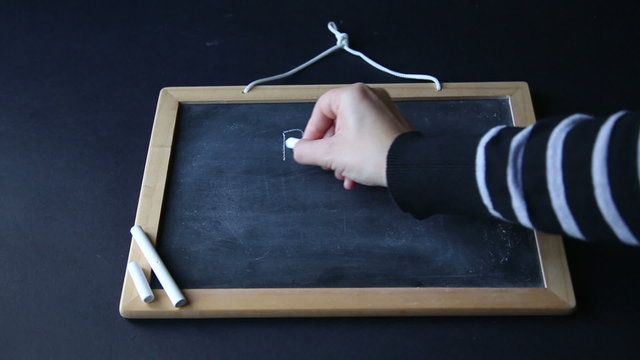 hands writing and deleting the word "bad" and writing the sentence "good times"