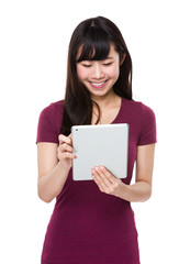 Fototapeta premium Young woman use of the tablet pc