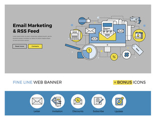 E-mail marketing flat line banner