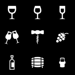 Vector white wine icon set