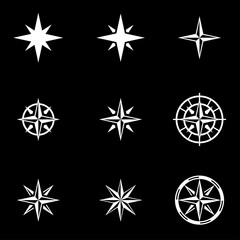 Vector white wind rose icon set