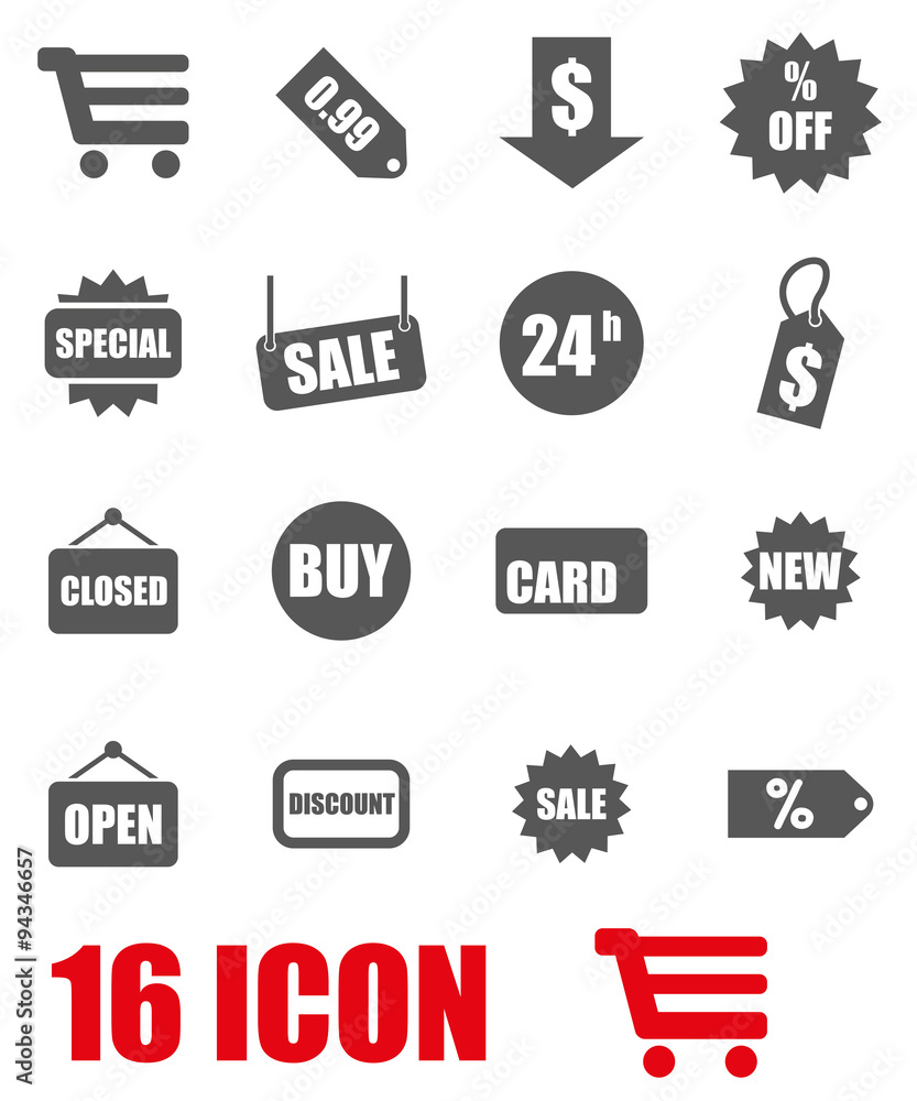 Wall mural vector grey shopping icon set