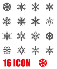 Vector grey snowflake icon set